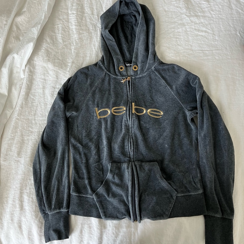 BEBE 2000s velour jacket in grey!